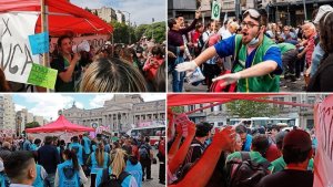 La Posta de Salud y Cuidados, integrada por trabajadoras y trabajadores de la salud, presente en cada movilización | Fotos Enfoque Rojo