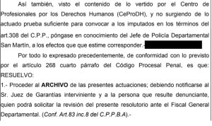 Resolución de la fiscalia nro. 2 de San Martín