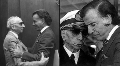 Dos encuentros de Menem con Rojas, uno en 1989 y otro en 1996 durante un acto de la Armada Dos encuentros de Menem con Rojas, uno en 1989 y otro en 1996 durante un acto de la Armada